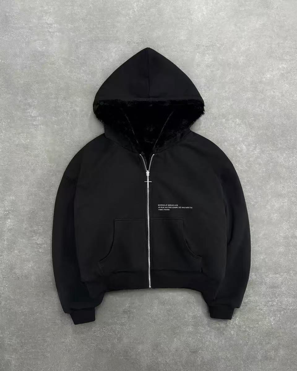 2025 European and American new autumn and winter new hooded sweatshirt reversible retro leopard print zipper hoodie loose top - Image 6
