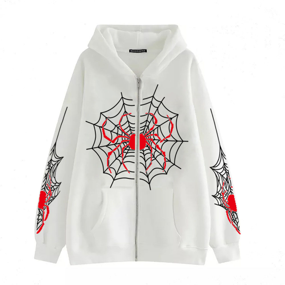 Cross-border youth spider web metal zipper sweatshirt street trend spring and autumn hoodie American retro casual jacket for men - Image 6