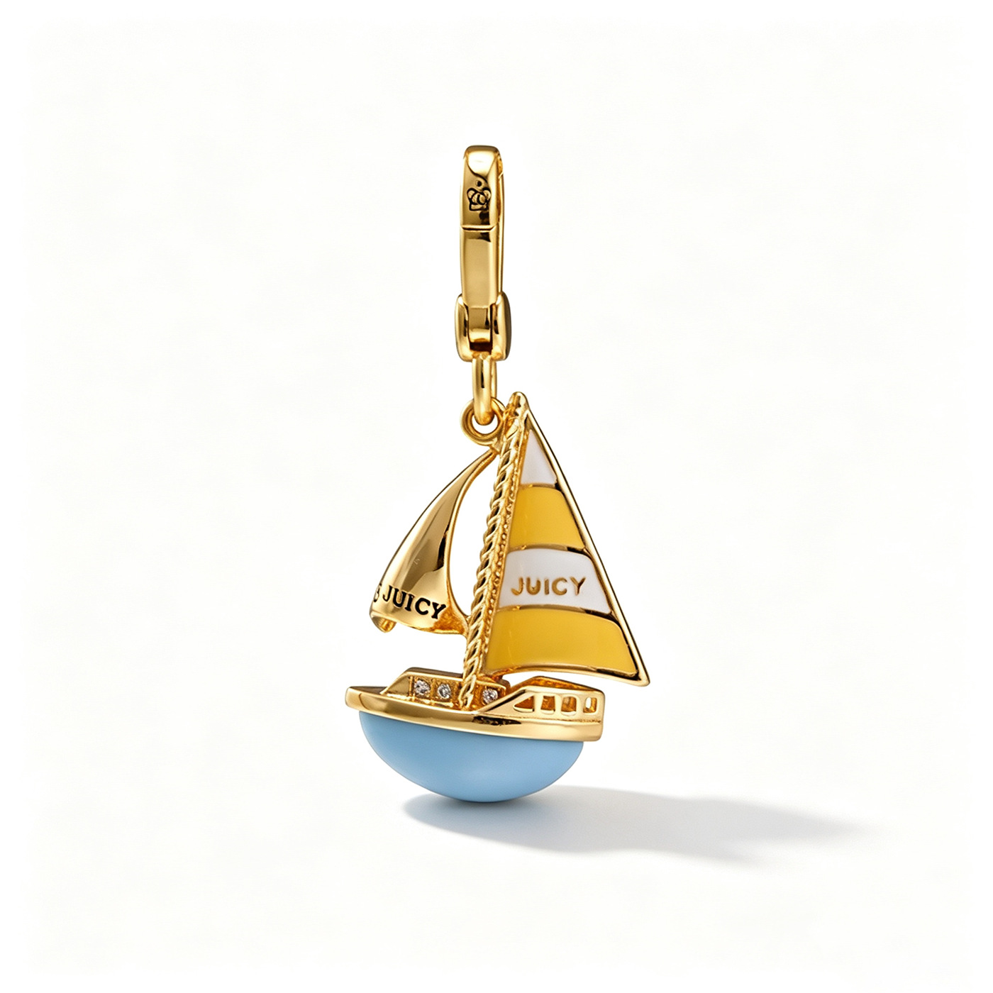 High-end enamel blue sailboat pendant necklace with fresh lettering, suitable for cross-border trade and export. - Image 4