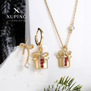 Xuping Fashionable Design Bow Earrings Necklace Jewelry Set - Luxury European and American Cross-border Jewelry