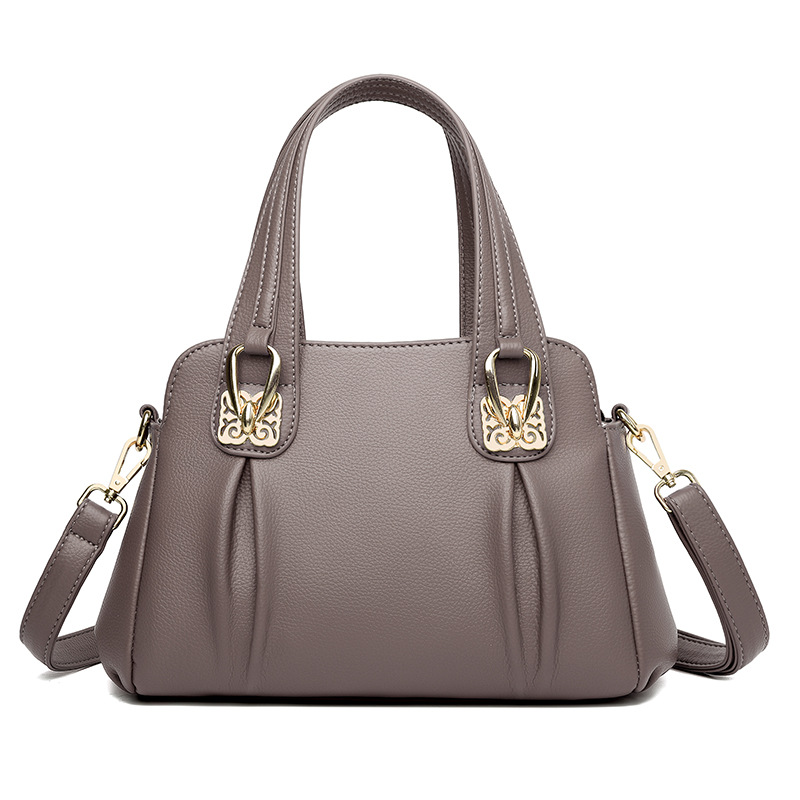 Bags 2023 new middle-aged and elderly women's casual soft leather large capacity messenger bag fashion trend handbag women's bag - Image 7