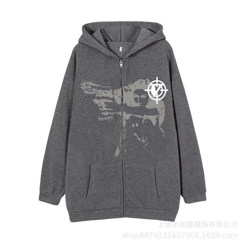 2022 Amazon Girl Gunner Zipper Sweater AliExpress Hot Selling American Cardigan Sweater Casual Trend Hoodie - Image 6