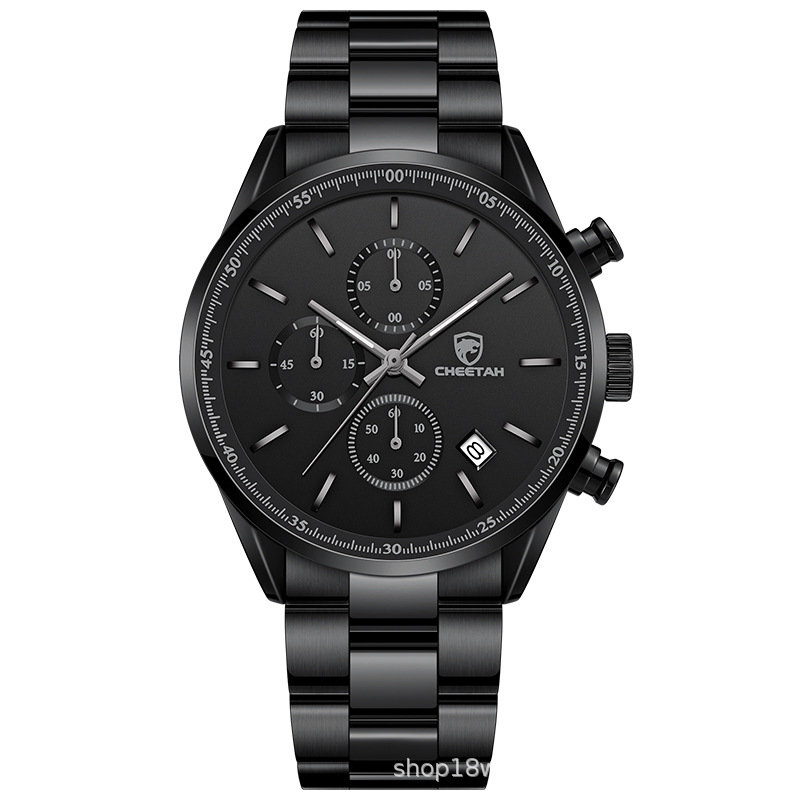 CHEETAH watch business casual men's watch multi-function waterproof quartz watch steel strap men's watch calendar - Image 2