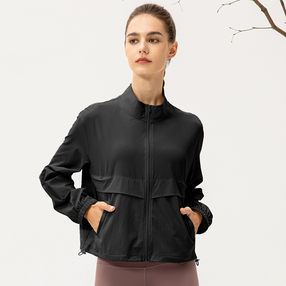 New outdoor sports windbreaker women's loose casual yoga wear zipper stand collar running fitness jacket 22617 - Image 8