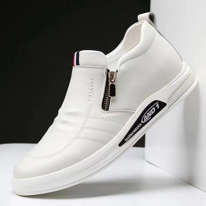 2023 new men's casual leather shoes fashion all-match inner heightened white shoes cover feet spring and summer British men's cross-border Doudou shoes - Image 6