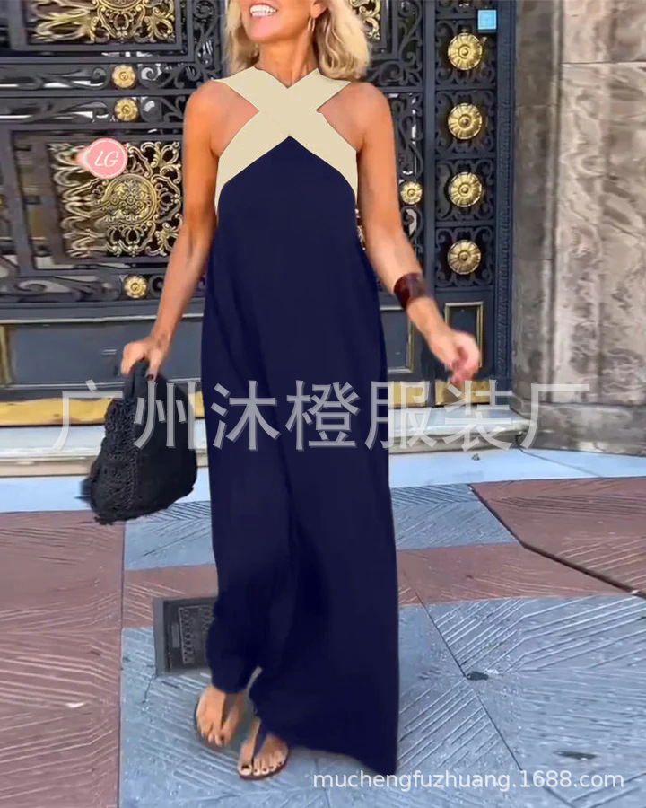 2025 summer new cross-border women's clothing Amazon AliExpress foreign trade long skirt cross sexy back dress - Image 10