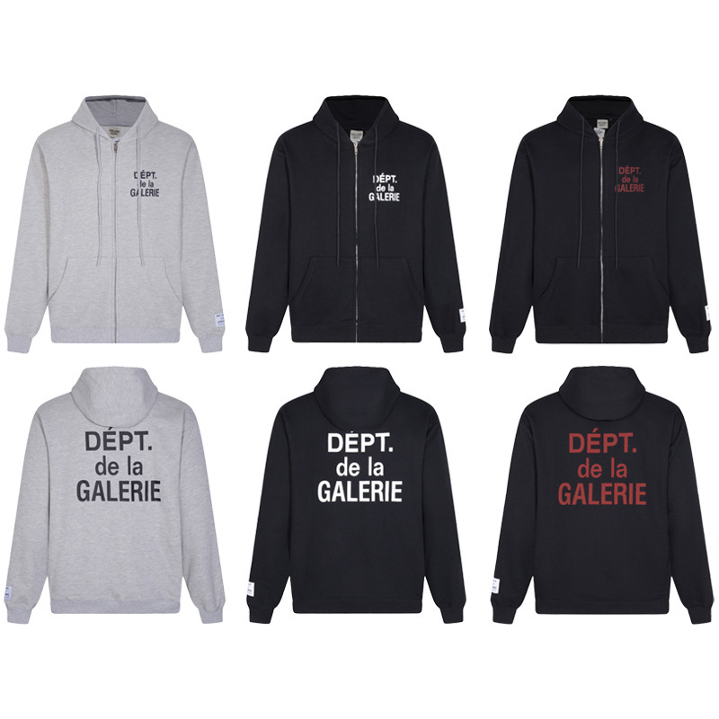 GALLERY DEPT, a cross-border trendy brand, presents a letter slogan cardigan hoodie for men and women, featuring a relaxed fit and a loose fit.