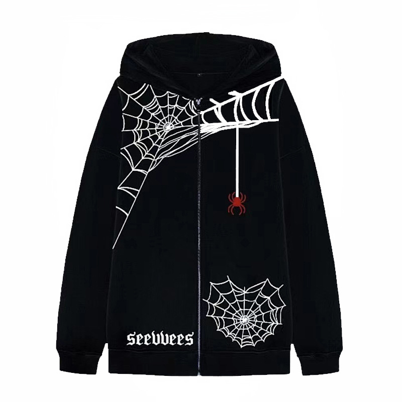 2022 AliExpress New Ladies Street Hoodie Skull Rhinestone Zipper Hooded Hoodie - Image 10