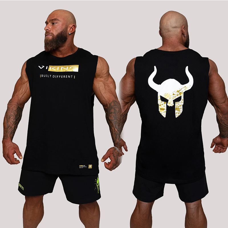 2021 cross-border spring and summer new muscle fitness brothers outdoor running vest gym sports sleeveless shirt men - Image 7