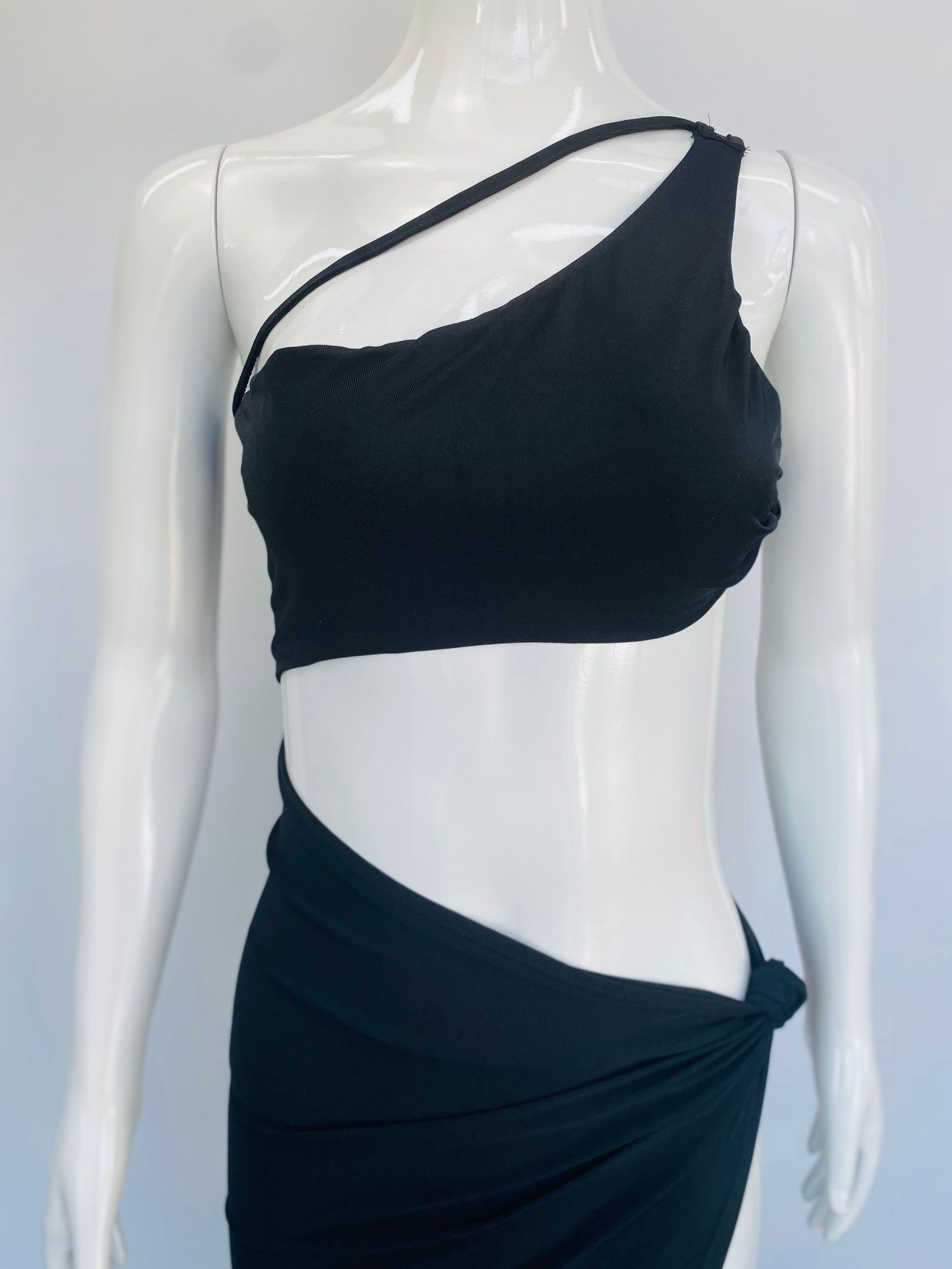 Z22DS005 Spring and Summer European and American Sexy Vacation Beach Waist Midi Dress Temperament Slit One-Shoulder Dress - Image 8