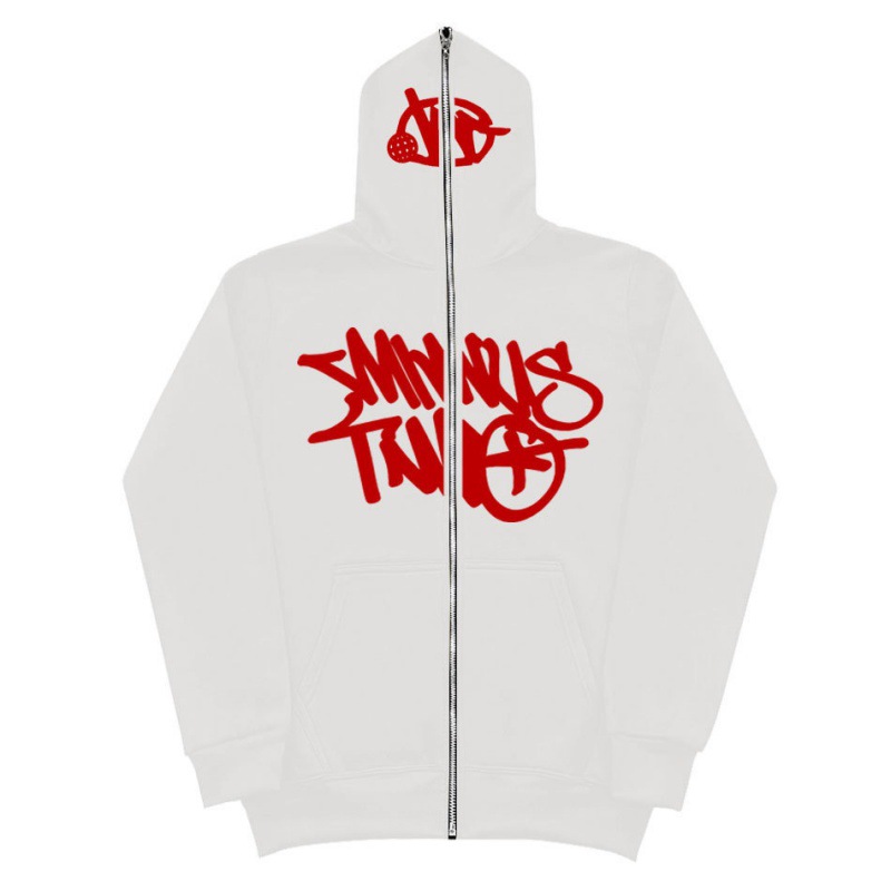 Y2K Unisex Fleece Hooded Sweatshirt Full Zip Plus Size Streetwear Stussy Tour Jacket - Image 9