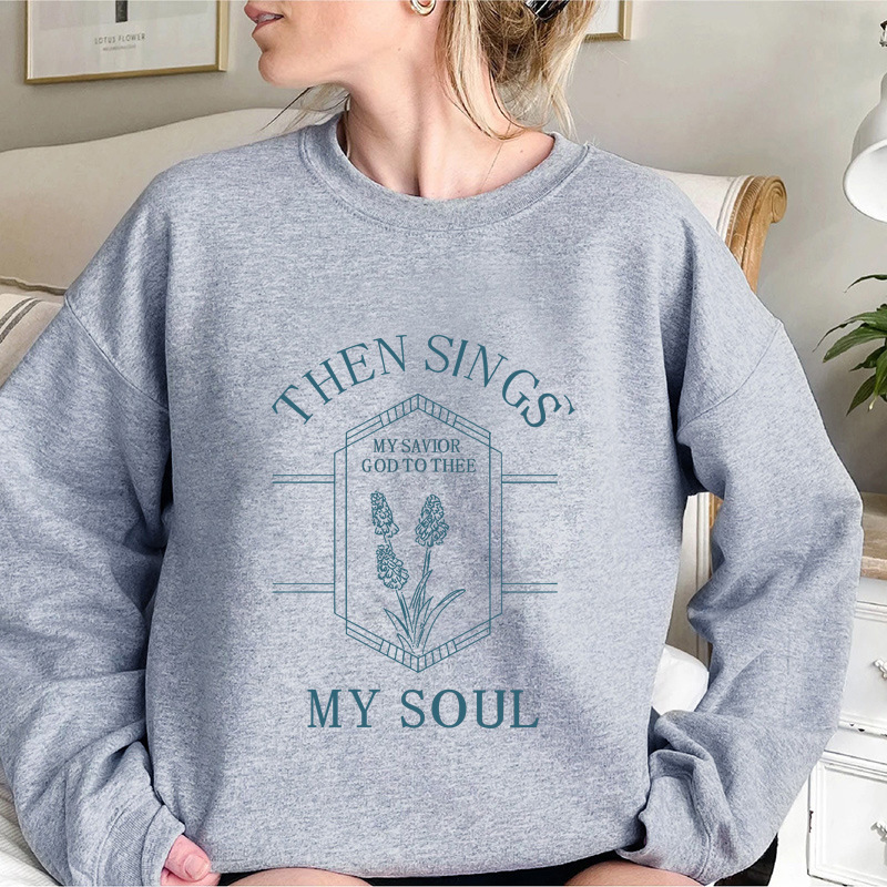 Cross-border sweatshirt round neck printing European and American autumn and winter new loose and comfortable tops for women with letter patterns - Image 4