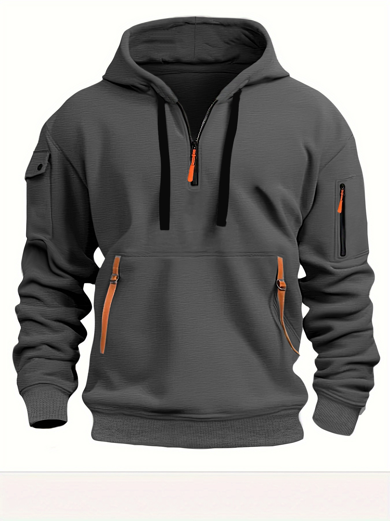 2024 new cross-border autumn and winter men's sweatshirt hooded zipper multi-pocket pullover men's sports casual jacket - Image 9