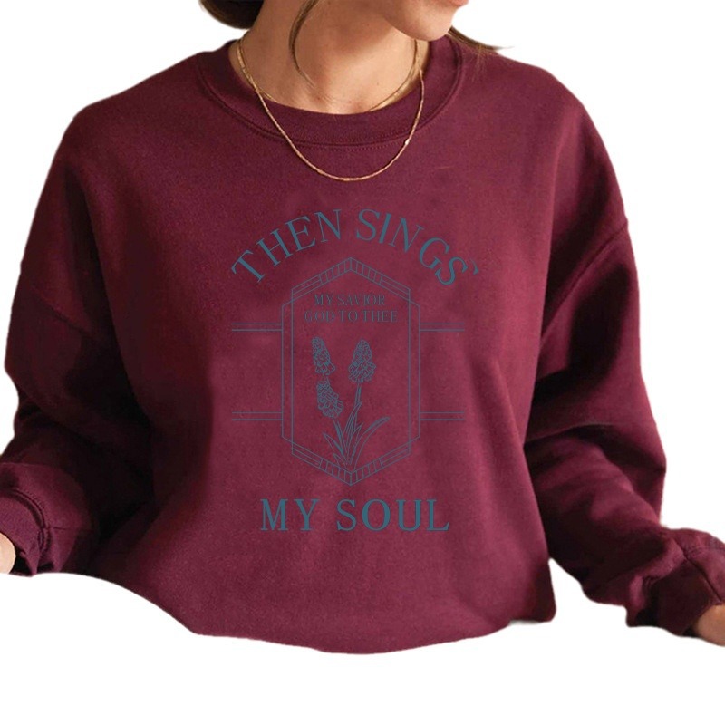 Cross-border sweatshirt round neck printing European and American autumn and winter new loose and comfortable tops for women with letter patterns - Image 5