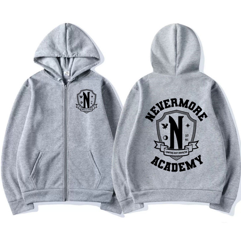 Addams Family peripheral letter cartoon print zipper sweatshirt unisex jacket hoodie anime - Image 3