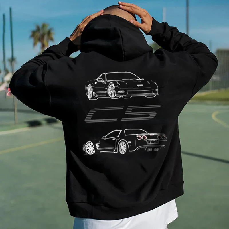 StreetcarHoodiePrintsMen Car Print Trendy Hoodie Loose Casual Versatile Hoodie - Image 26