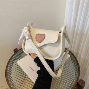Women's Saddle Crossbody Bag with Heart Detail