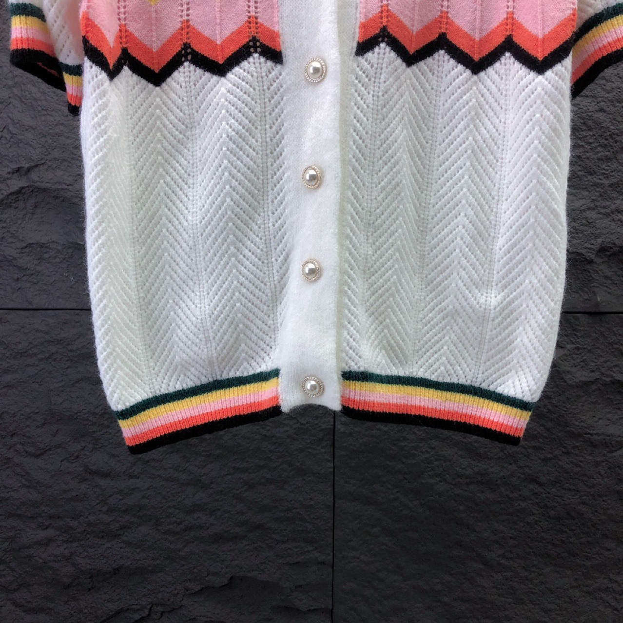 Fashionable European goods Ca Casa short-sleeved sweater cardigan 3D jacquard pattern men and women's same style spot cross-border Europe and the United States - Image 4