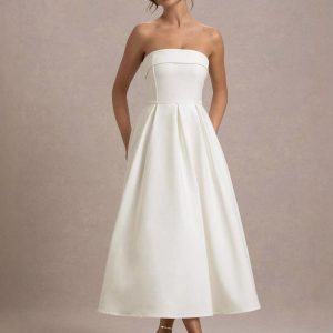 2025 European and American style elegant strapless dress, slim fit, foreign trade bandage-style cross-border high-end solid color long dress