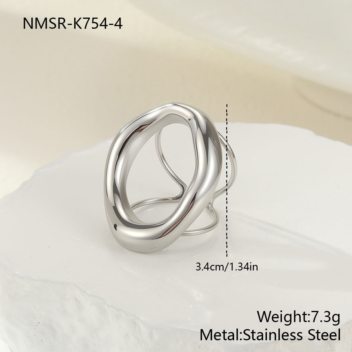 Cross-border European and American style personalized geometric hollow stainless steel necklace, bracelet, earring jewelry set, versatile ring wholesale - Image 21
