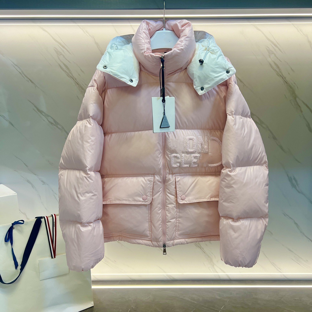 Correct version M home 23SS short lacquered nylon fabric bread down jacket unisex style detachable hood - Image 10