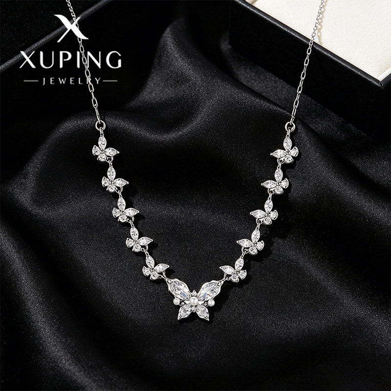 Xuping minimalist and gentle style butterfly necklace, copper alloy, fashionable, sweet and cool style, elegant and temperament clavicle chain necklace wholesale. - Image 6