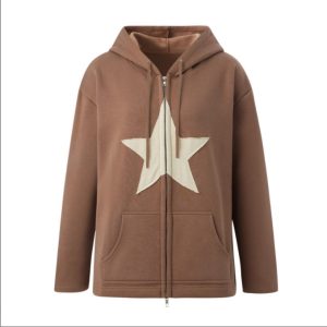 Cross-border new style "couple style" plus velvet five-pointed star contrast color design casual sweater women