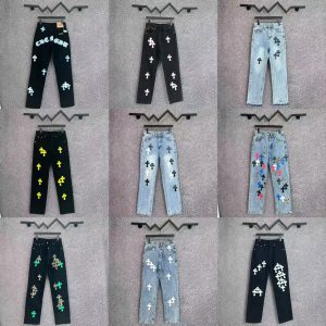 25 Correct Version SS Chloe Cross Patchwork Embroidered Washed Jeans Couple Loose Jeans Factory Direct Output