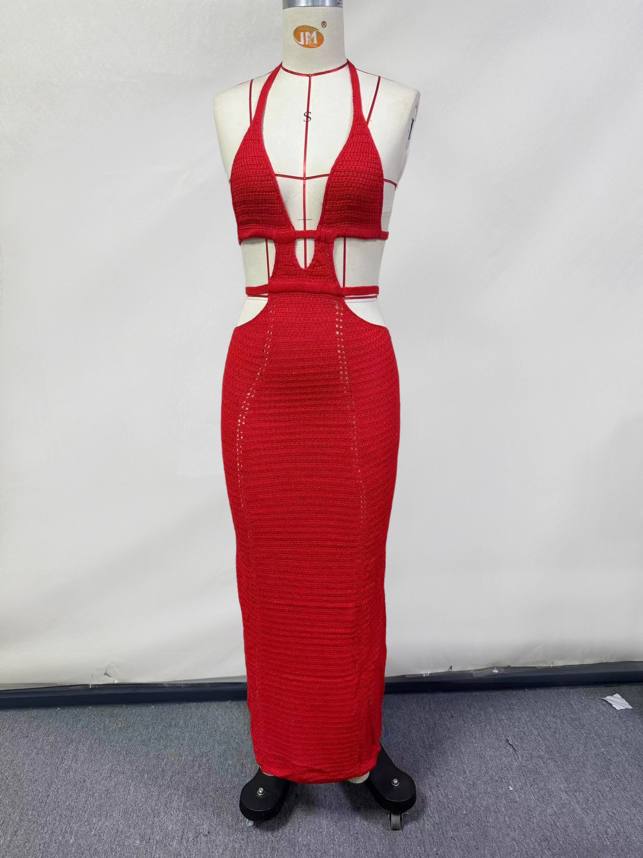 2023 European and American ins style hot selling new sexy street style pure desire halter neck wrap chest hollow lace dress female - Image 16