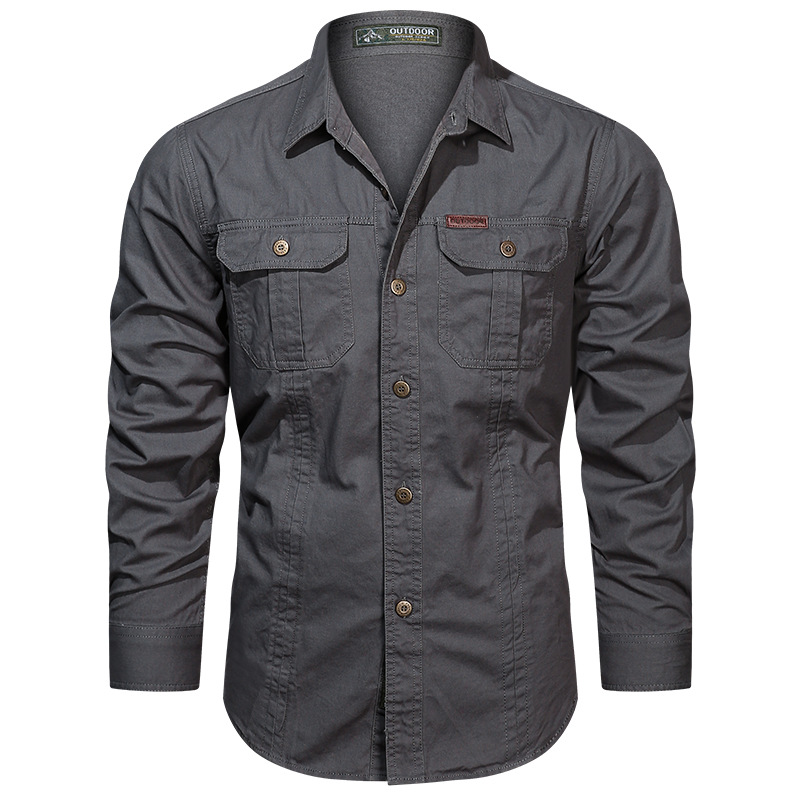 2024 Spring and Autumn New Shirt Men's Long Sleeve Cotton Casual Solid Color Shirt Middle-aged and Young Worker Slim Jacket - Image 20