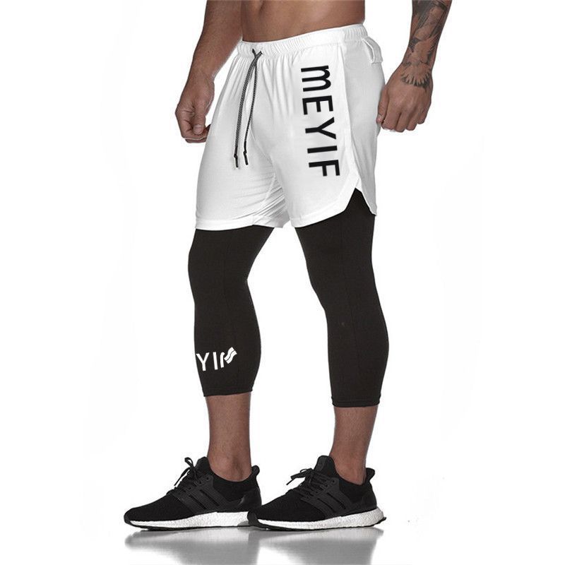 New men's sports fake two-piece trousers training fitness pants thin running overalls one piece drop shipping - Image 14