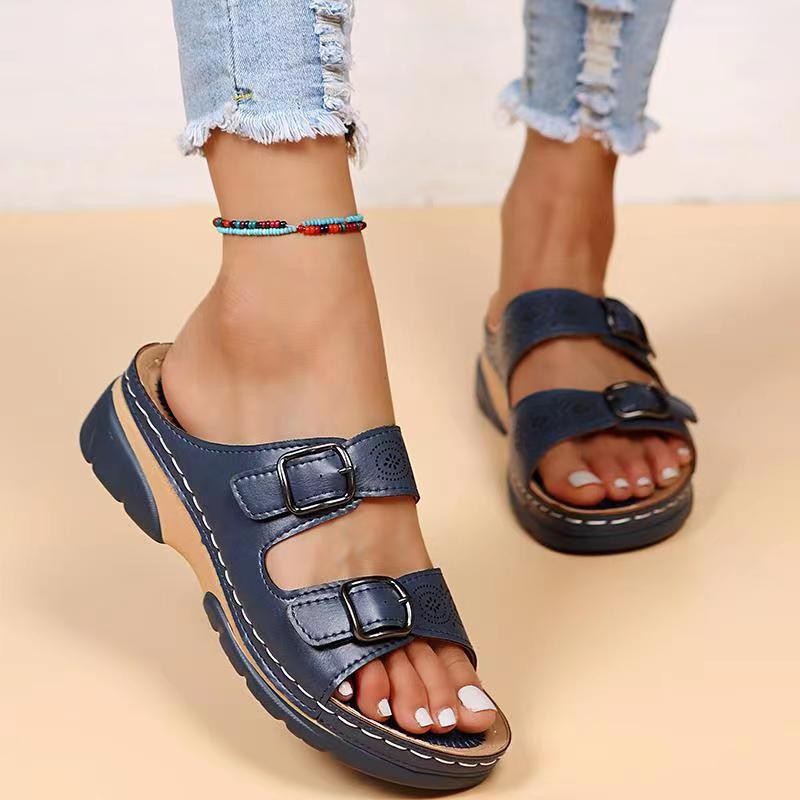 2022 summer foreign trade new large size sandals independent drill fashion wedge heel spot casual sandals - Image 5