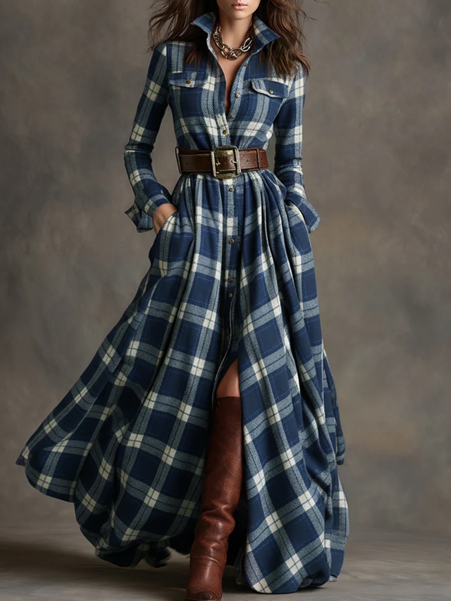 2025 European and American cross-border women's clothing, French retro plaid dress, new style from Amazon independent website. - Image 13