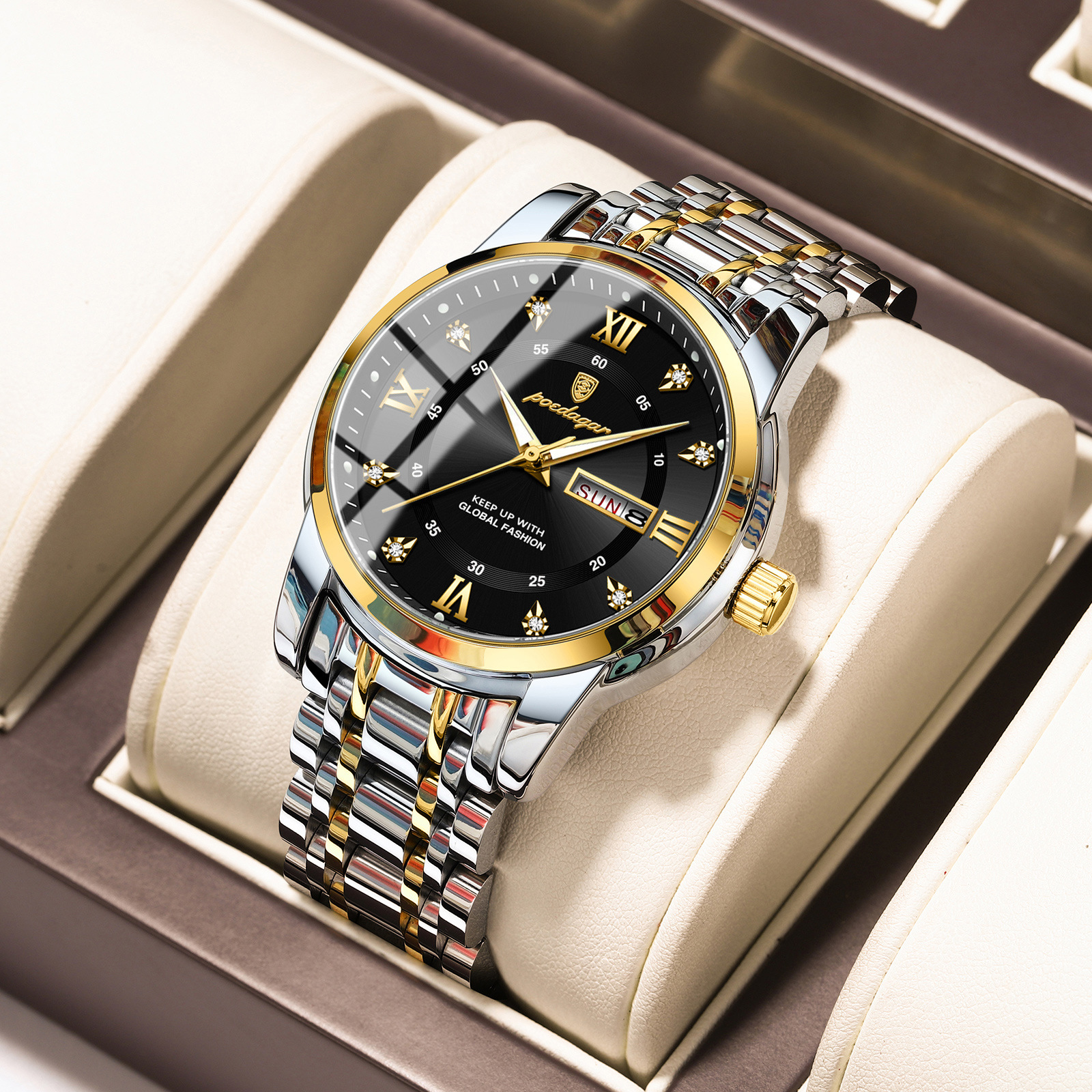Swiss brand waterproof new men's watch dual calendar luminous quartz watch live broadcast foreign trade hot sale one piece drop shipping - Image 13