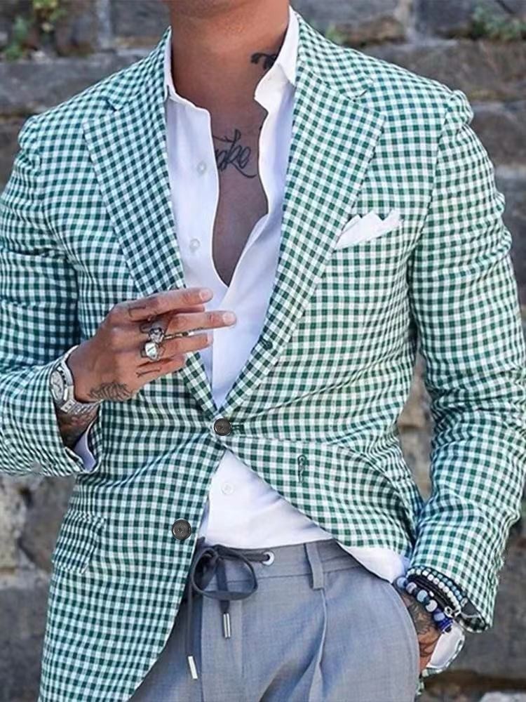 Cross-border foreign trade hot-selling spring and autumn new digital printing plaid men's casual suits and casual jackets - Image 19