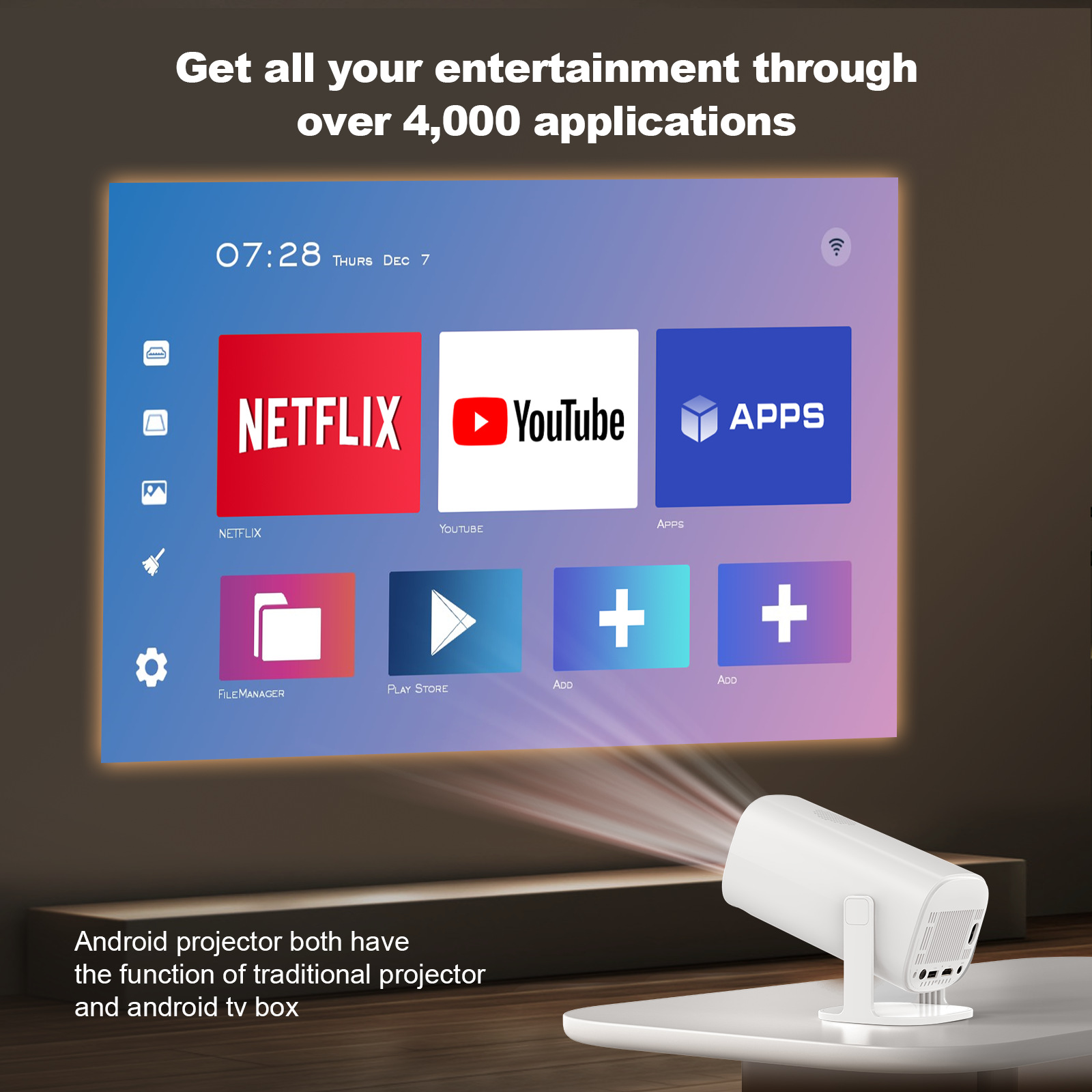 Cross-border hot projector HY320 home portable 6G Android projector mini micro 180° rotation - Image 3