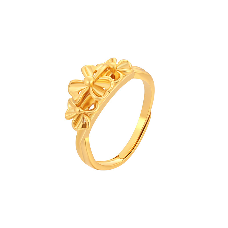 Xuping Simple Imitation Gold Flower Adjustable Ring, Copper Alloy Plated 24k Color, Niche European and American Cross-border Ring for Women - Image 5