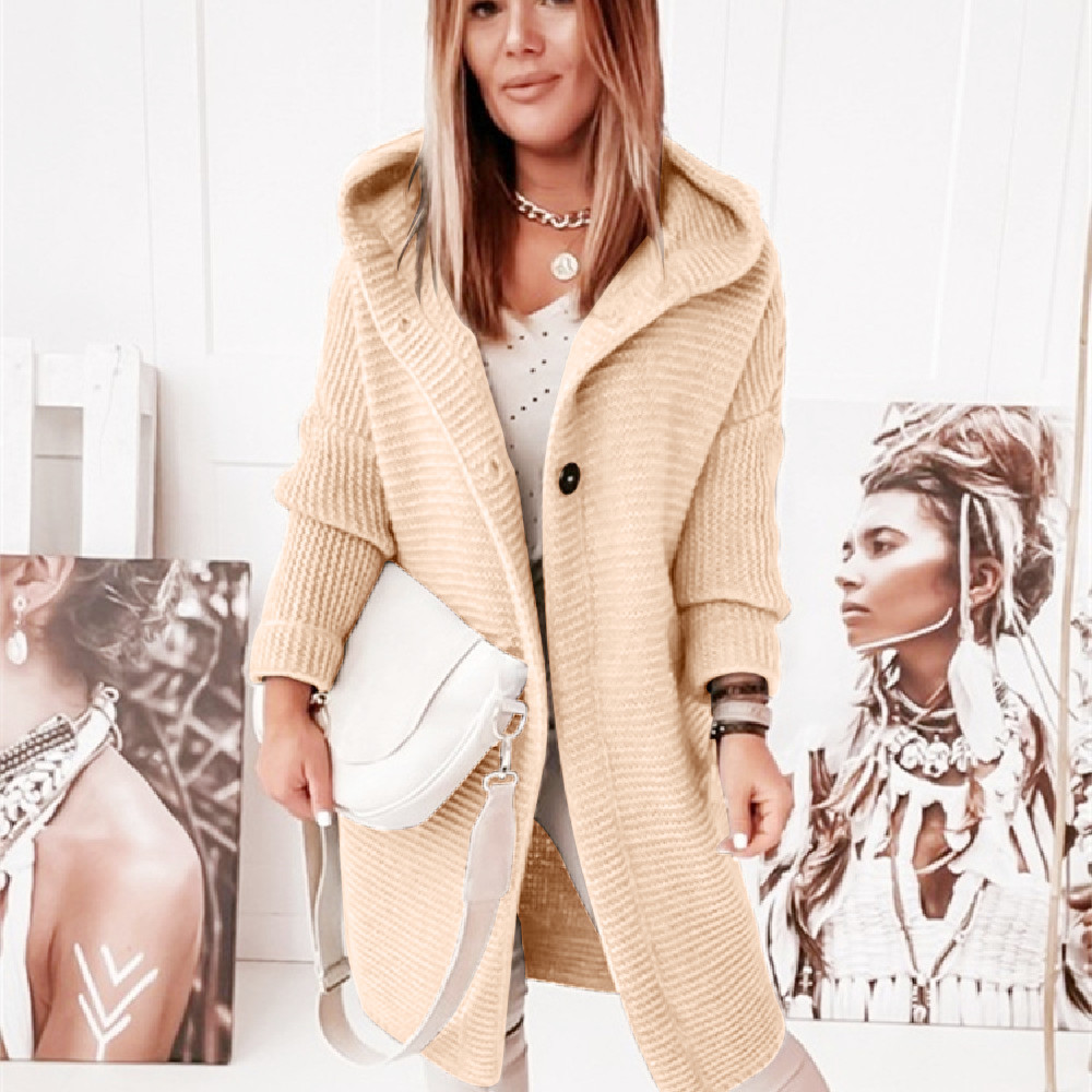 2025 New Style Hooded Knit Cardigan, Elegant and Commuting Style, Loose Fit, Plus Size, Cross-border Sweater - Image 8