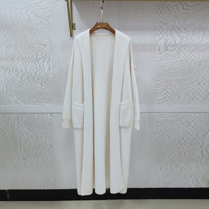 High-end mid-length hooded knitted cardigan for women, thickened for autumn and winter, soft and cozy style, perfect for layering under a coat. - Image 7