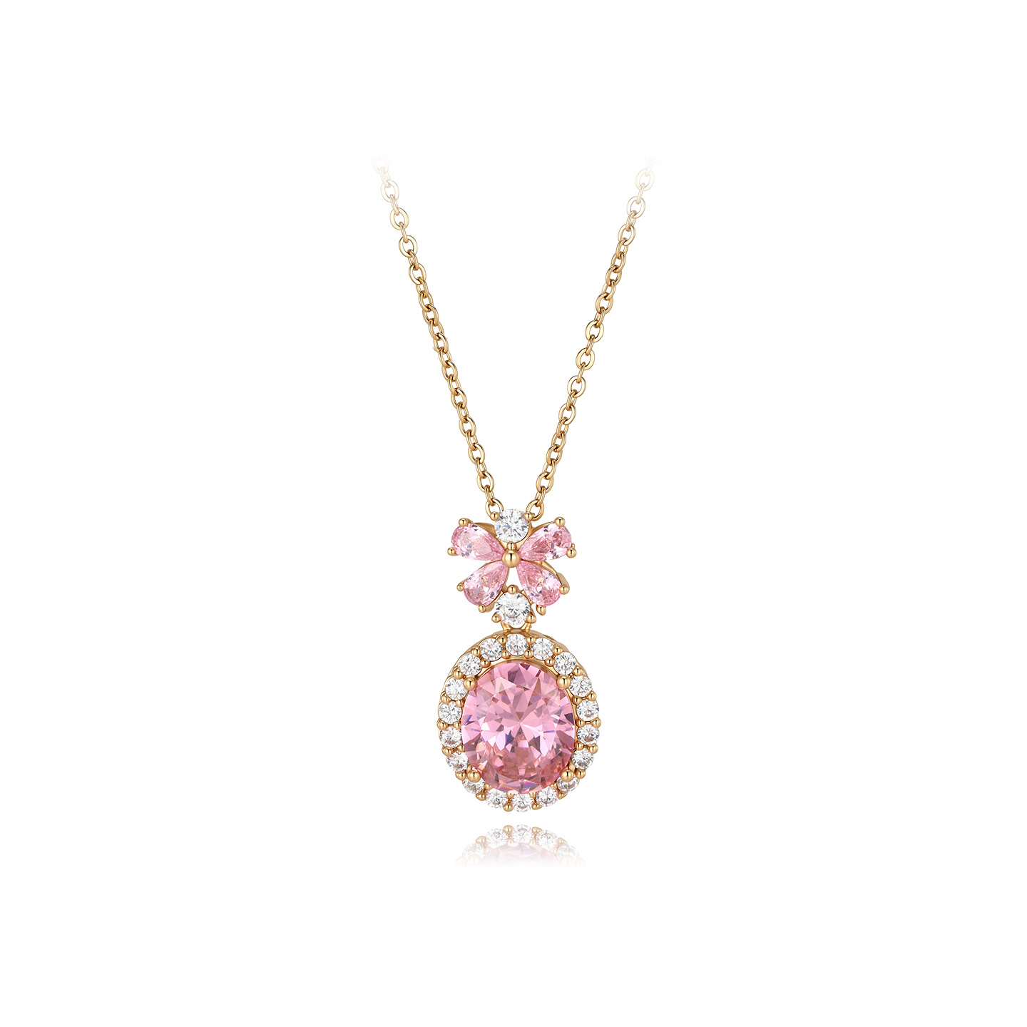 Xuping Gemstone Series Geometric Oval Butterfly Necklace, 18k Gold Plated Copper Alloy, Vintage Elegant and Light Luxury Necklace for Women - Image 6