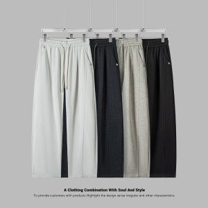 2026 Spring Youth Men's Curved Wide-Leg Casual Pants, Yunrou Trendy Brand, Simple Loose-Fitting Sports Pants, 280g