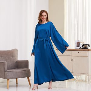 Cross-border tiktok Muslim clothes dress women's simple robe casual dress