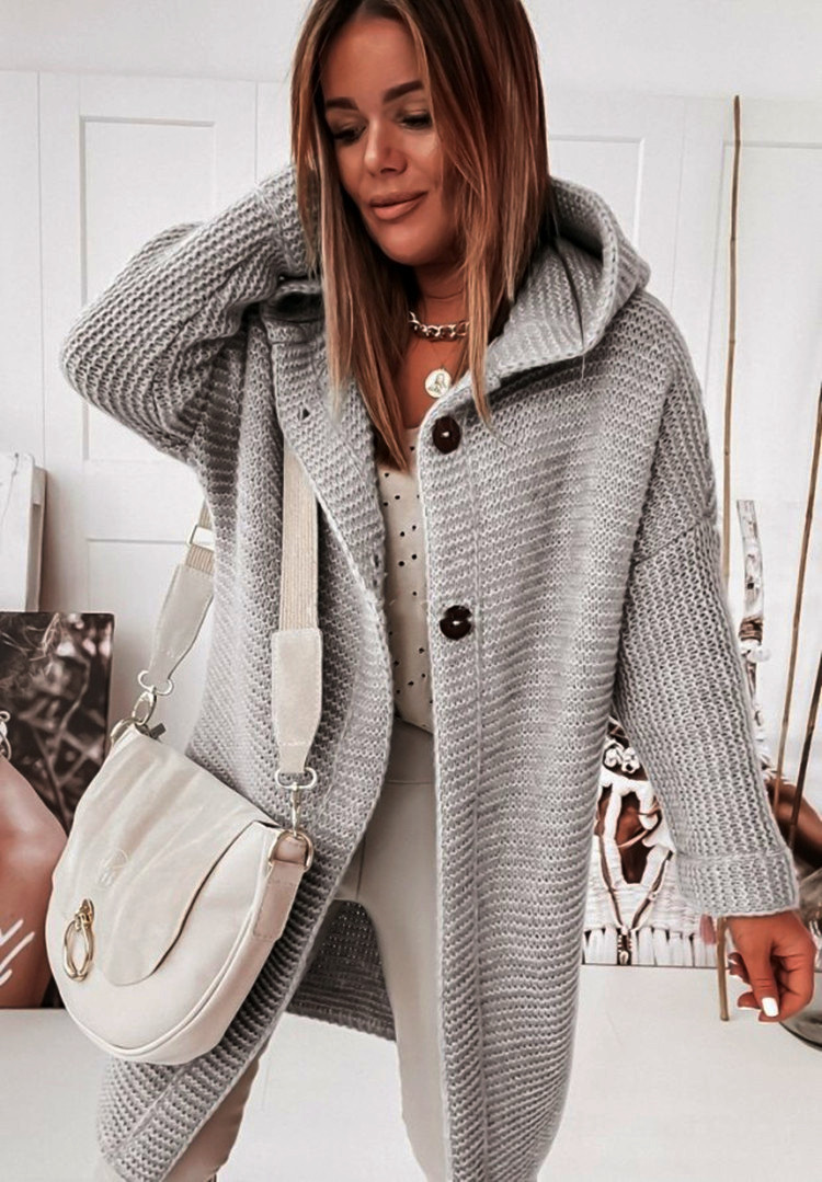 2025 New Style Hooded Knit Cardigan, Elegant and Commuting Style, Loose Fit, Plus Size, Cross-border Sweater - Image 6
