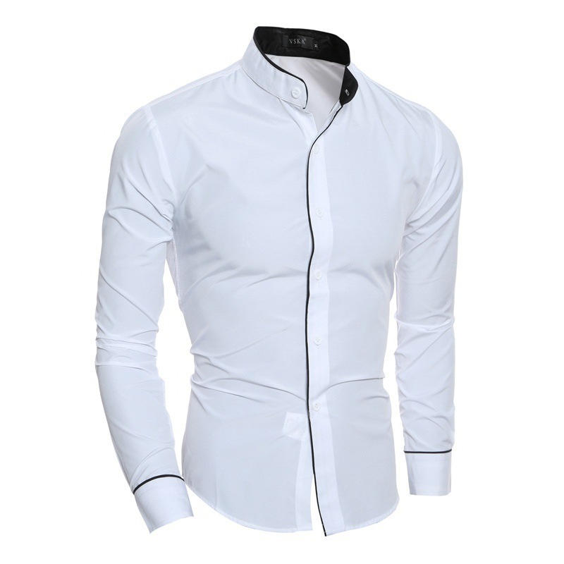 2023 Spring New Men's Outdoor Solid Color Simple Casual Korean Slim Shirt Slim Suit Bottoming Shirt - Image 8