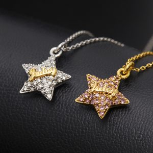 Wholesale Instagram-worthy stylish micro-rhinestone star and letter necklaces, trendy five-pointed star clavicle chain for women.