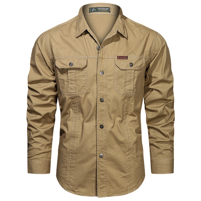 2024 Spring and Autumn New Shirt Men's Long Sleeve Cotton Casual Solid Color Shirt Middle-aged and Young Worker Slim Jacket - Image 35