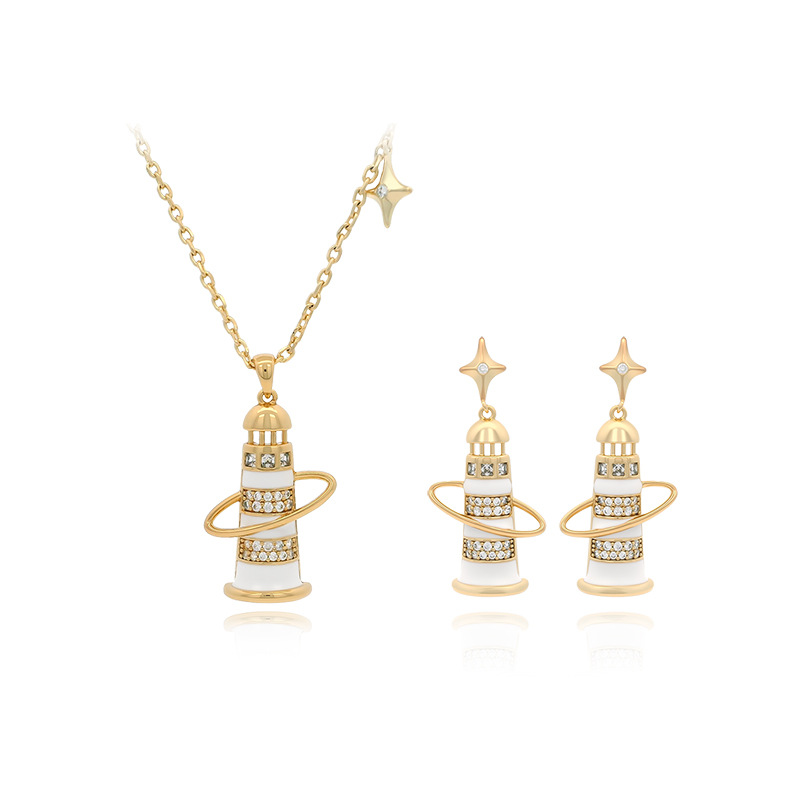 Xuping Fashion Niche Design Star Lighthouse Earrings and Necklace Jewelry Set - Festive and Elegant Earrings and Necklace - Image 7