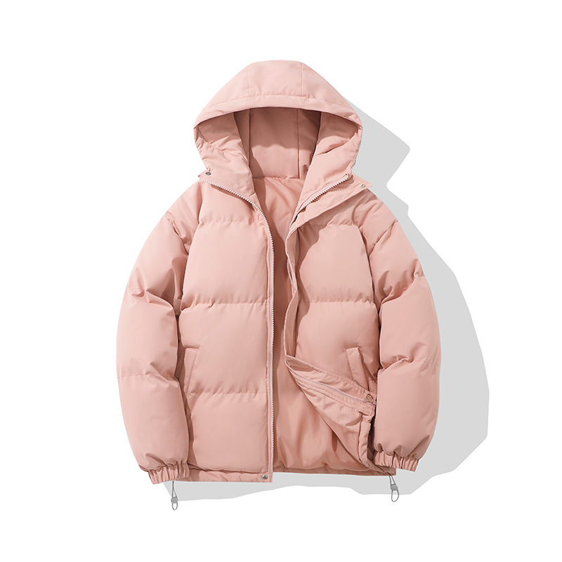 2025 new solid color hooded cotton coat for men and women winter couple Korean loose warm cotton coat casual bread cotton coat - Image 11