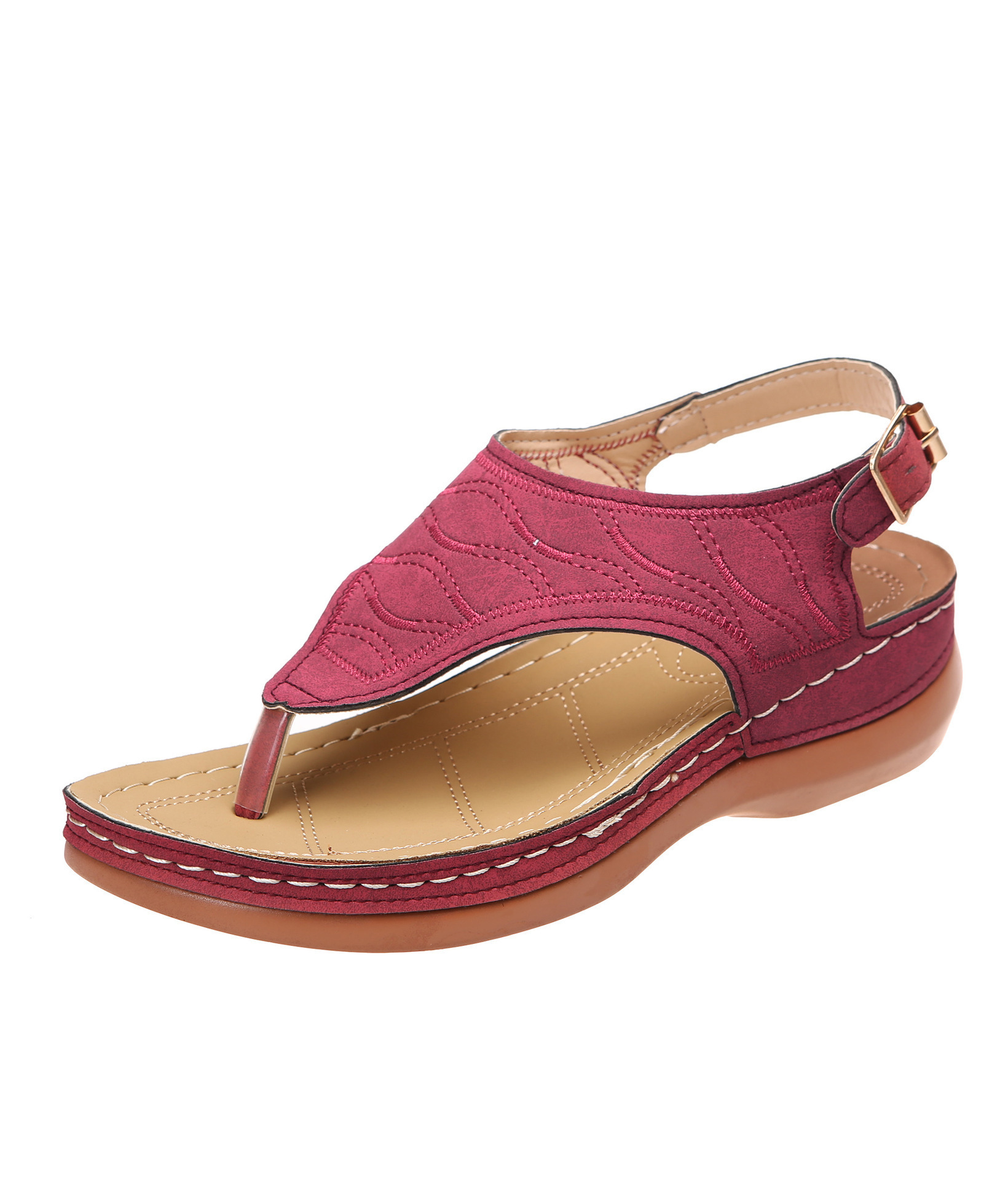 wish cross-border spot women's shoes 2021 new Roman style buckle strap women's sandals foreign trade 43 large size sandals - Image 3