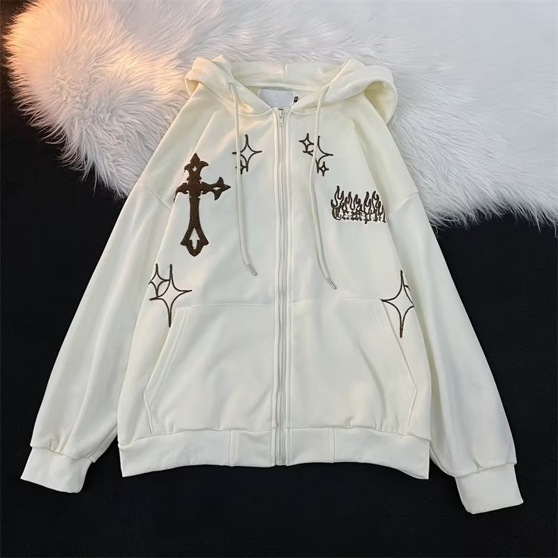 Cross-border spring and autumn design sense cardigan hooded sweater male ins Hong Kong style niche design sense all-match coat jacket - Image 6